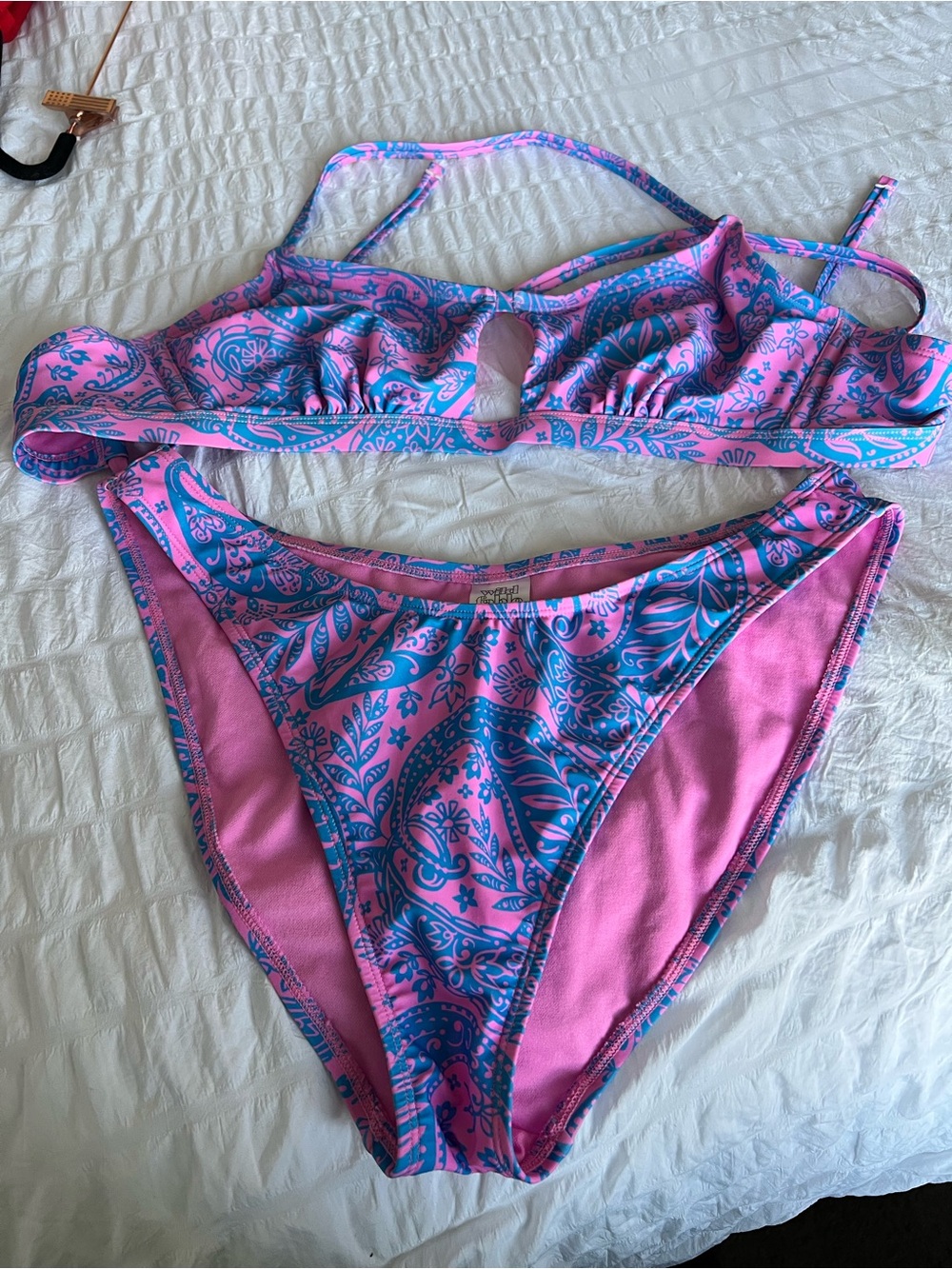wild fable Pink and Blue Paisley Bikini Set